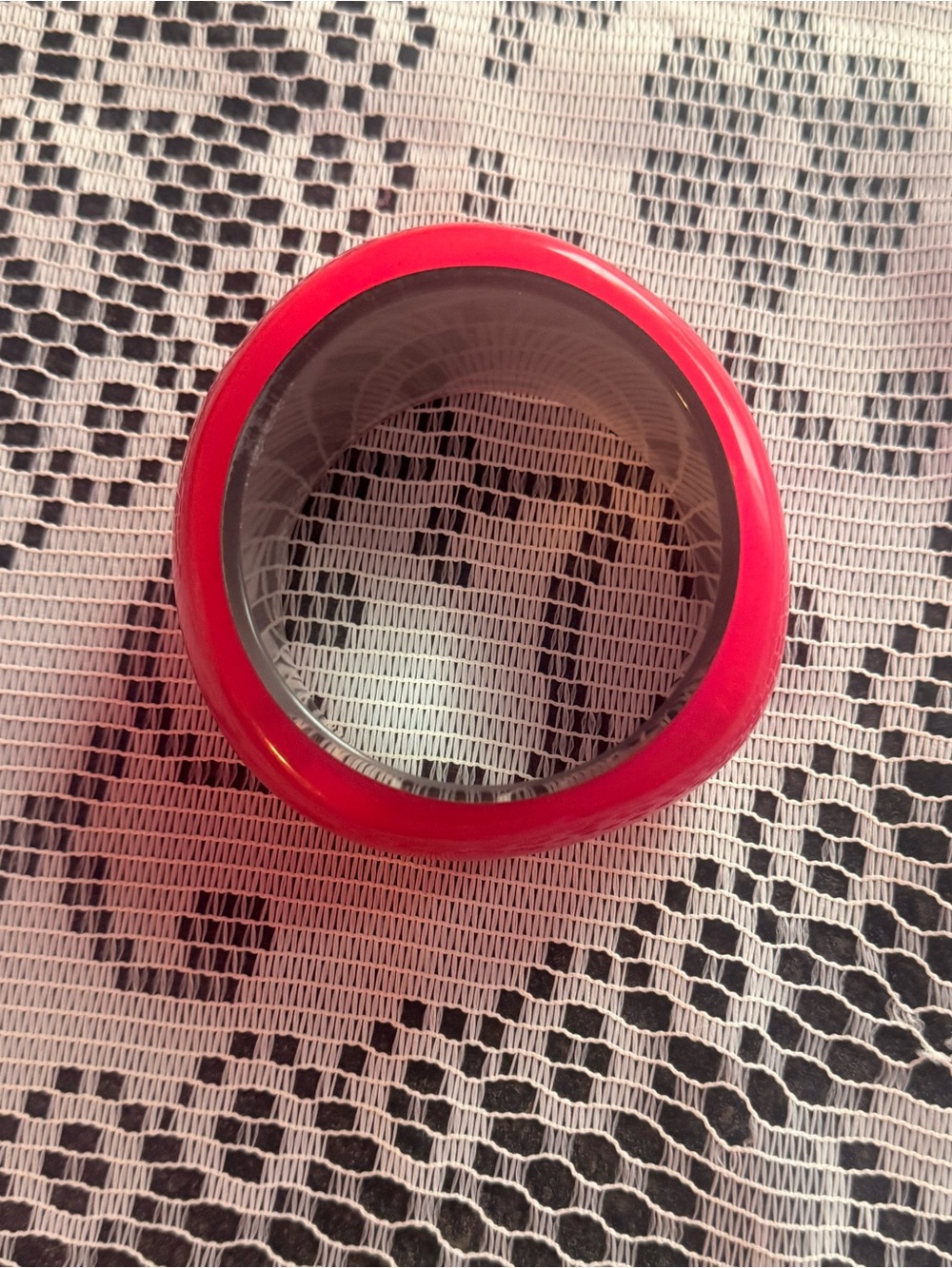 Glossy Fuchsia Resin Wide Bangle Bracelet - Picture 2 of 3